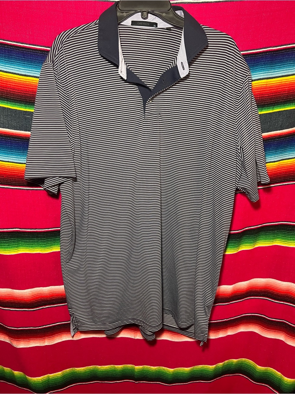 Greyson Trump National Golf Polo Blue/White Stripe Size XL